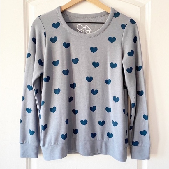 CHASER Blue Hearts Haze Cozy Crewneck Lounge Sweatshirt - Picture 2 of 7